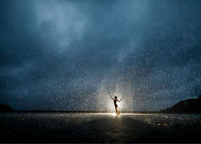 Rain Greeting Card featuring the photograph Rainy Silhouette by Ilko Allexandroff