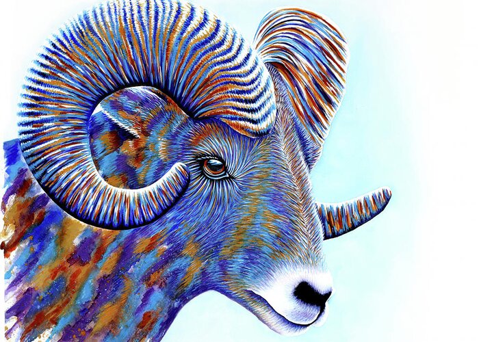 Ram Greeting Card featuring the painting Ram by Michelle Faber