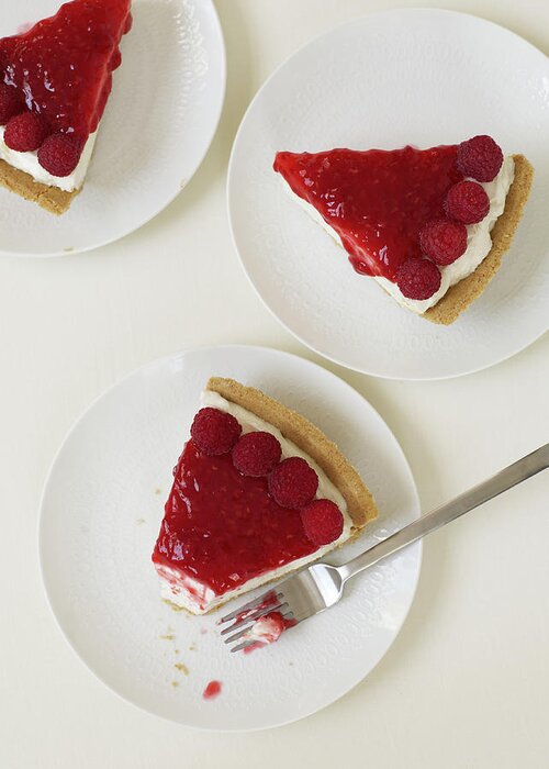 White Background Greeting Card featuring the photograph Raspberry Cream Pie by James Baigrie