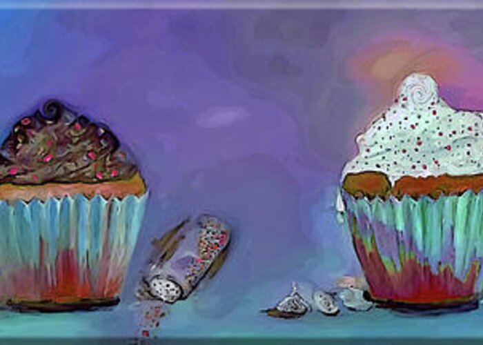 Acrylic Greeting Card featuring the painting Ready For A Cupcake Painting by Lisa Kaiser