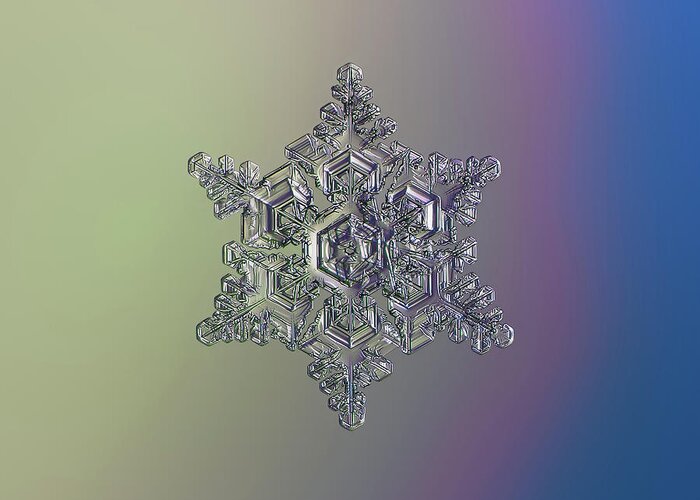 Snowflake Greeting Card featuring the photograph Real snowflake - 05-Feb-2018 - 15 alt by Alexey Kljatov