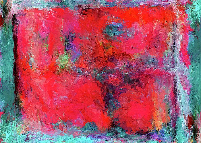  Greeting Card featuring the painting Rectangular Red by Rein Nomm
