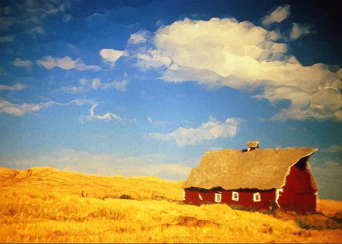 Scenics Greeting Card featuring the photograph Red Barn And Wheat Field, Idaho, Usa by Darrell Gulin