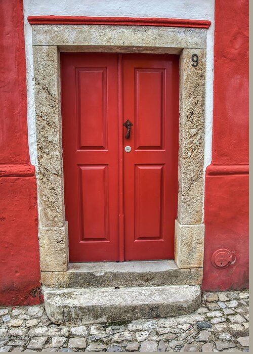 Door Greeting Card featuring the photograph Red Door Nine of Obidos by David Letts