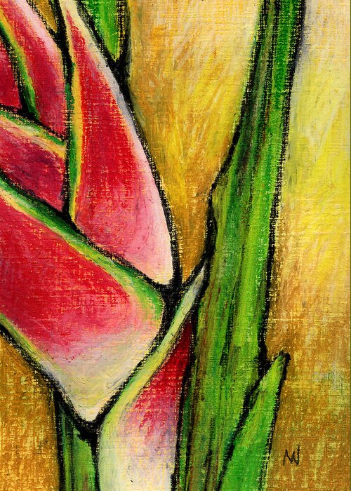 Tropical Greeting Card featuring the pastel Red Heliconia by AnneMarie Welsh