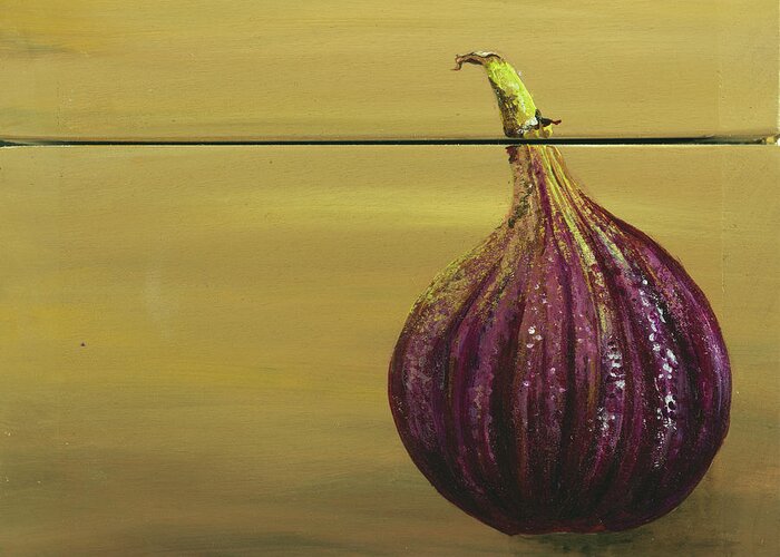 Red Onion Greeting Card featuring the painting Red Onion On A Box by Gigi Begin