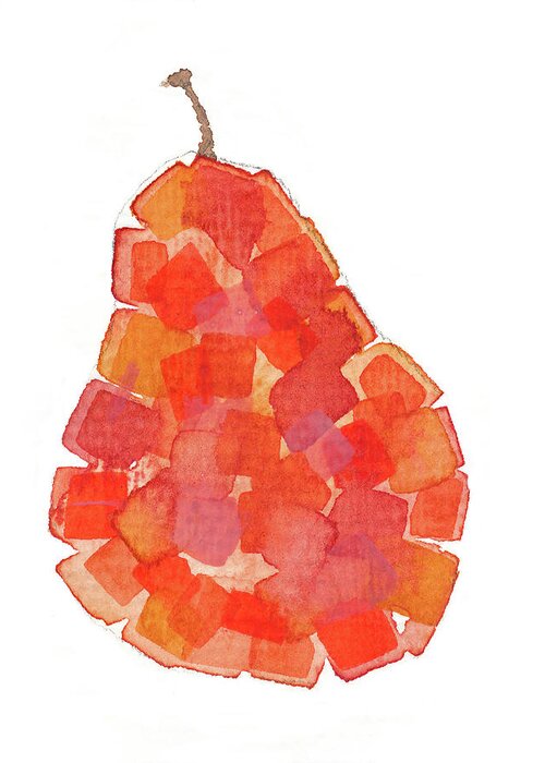 Pear Greeting Card featuring the painting Red Pear by Marty Klar