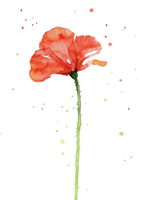 Poppy Greeting Card featuring the painting Red Poppy Flower by Olga Shvartsur