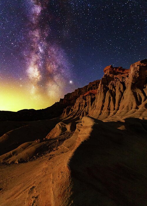 Milkyway Greeting Card featuring the photograph Red Rock by Tassanee Angiolillo