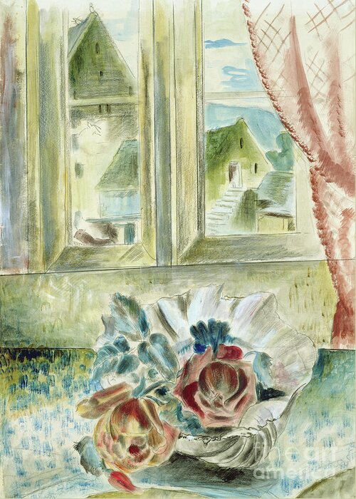 Art Greeting Card featuring the photograph Red Roses In A Shell by Paul Nash