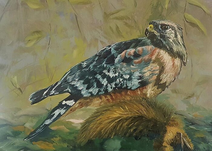 Red Shoulder Hawk Greeting Card featuring the painting Red Shoulder Hawk by Connie Rish