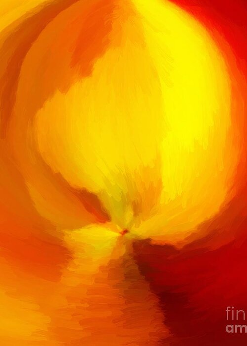 Painting Greeting Card featuring the digital art Red Yellow Abstract by Delynn Addams by Delynn Addams