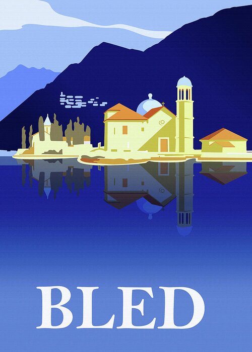 Bled Greeting Card featuring the digital art Reflections of Blade Lake by Long Shot