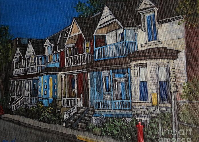 Montreal Greeting Card featuring the painting Remembering May Avenue by Reb Frost