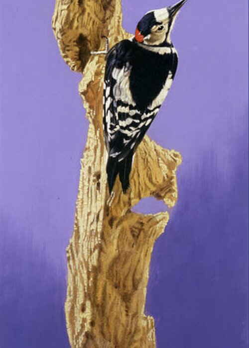 Woodpecker Greeting Card featuring the painting Resting by Joh Naito