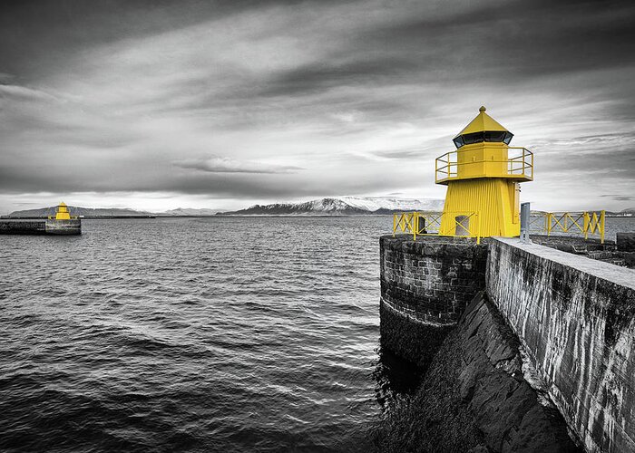 Ingolfsgarour Greeting Card featuring the photograph Reykjavik Harbour by Nigel R Bell