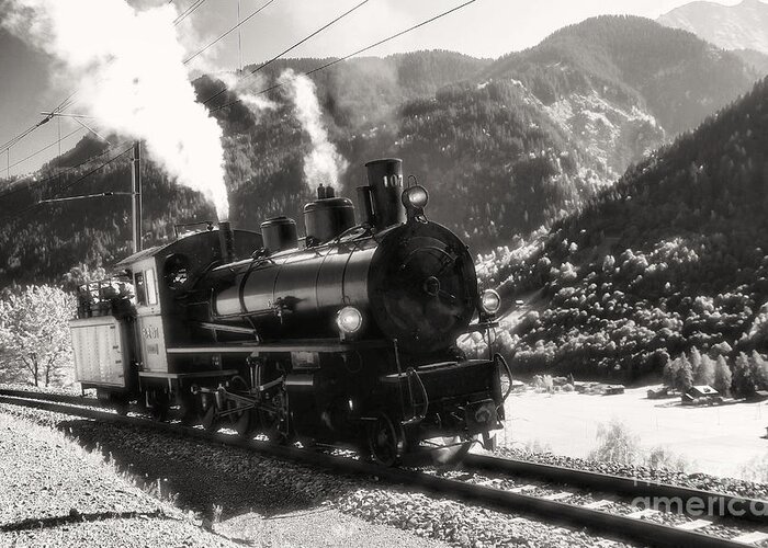 Steam Greeting Card featuring the photograph RhB No.107 'Albula' by Steve Ember