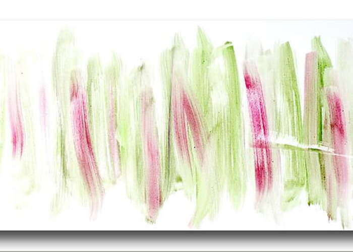 Oil. Abstract Greeting Card featuring the painting Rhubarb in the Garden by Tom Atkins