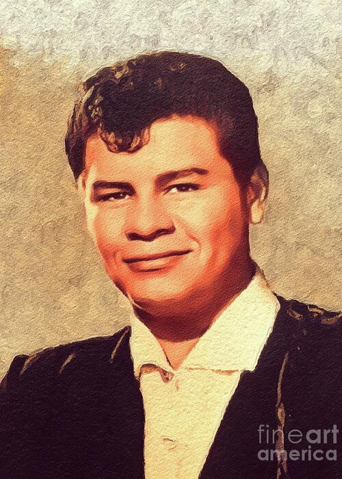 Ritchie Greeting Card featuring the painting Ritchie Valens, Music Legend by Esoterica Art Agency