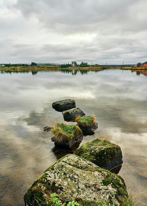 Landscape Greeting Card featuring the photograph Rocked River At Countryside On Cloudy Weather by Cavan Images