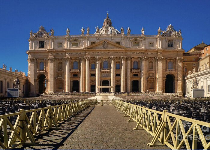 Facade Greeting Card featuring the photograph Roma and Vatican - St. Peters Basilica by Stefano Senise