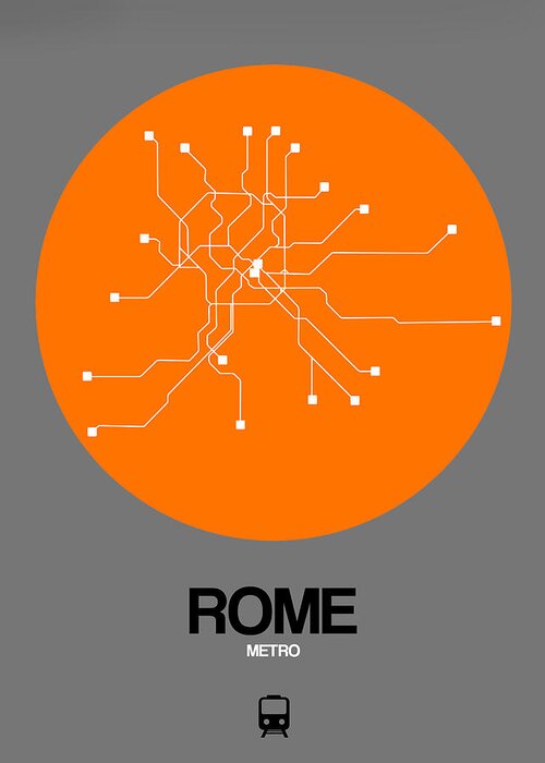 Rome Greeting Card featuring the digital art Rome Orange Subway Map by Naxart Studio