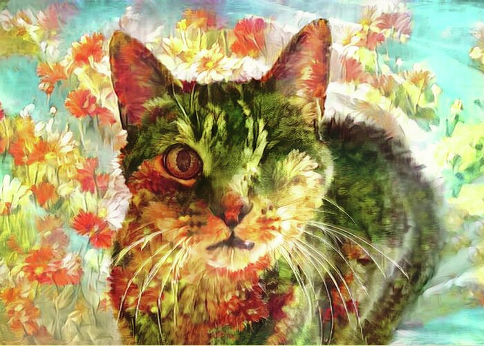 Cat Greeting Card featuring the digital art Roo My Only Sunshine by Peggy Collins