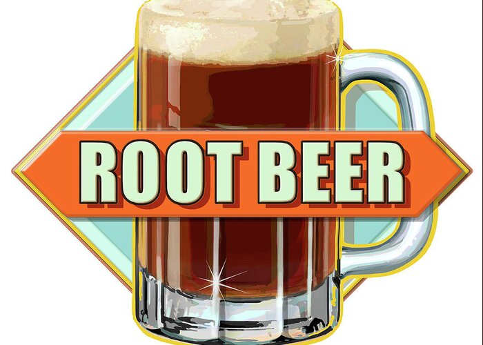 Root Beer Mug Greeting Card featuring the digital art Root Beer Diamond by Retroplanet