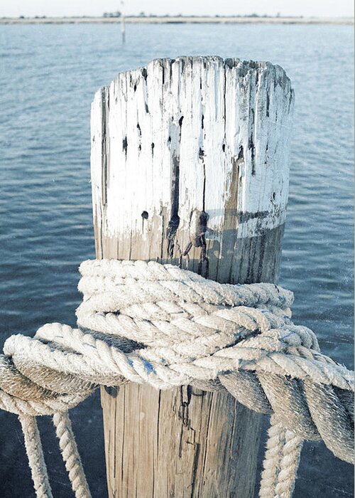 Rope Greeting Card featuring the photograph Rope On Pole I by Susan Bryant