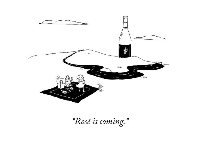 Rosé Is Coming. Greeting Card featuring the drawing Rose Is Coming by Colin Tom