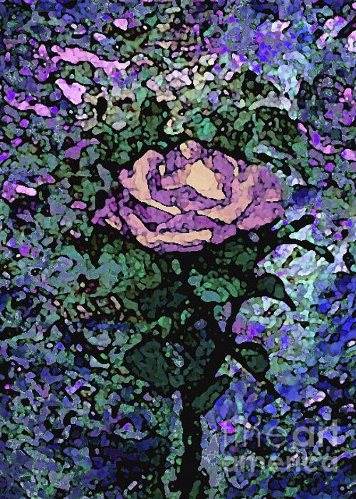 Rose Greeting Card featuring the mixed media Rose of Purple and Peach by Corinne Carroll