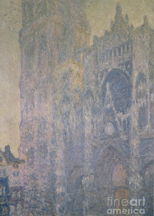 19th Century Greeting Card featuring the painting Rouen Cathedral, Harmony In White, Morning Light, 1892-93 by Claude Monet