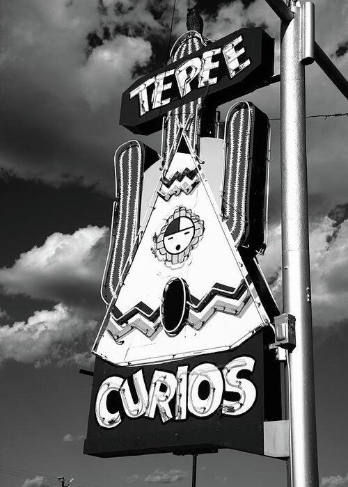 66 Greeting Card featuring the photograph Route 66 - Tucumcari New Mexico 2010 BW by Frank Romeo
