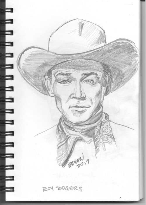 Roy Rogers Greeting Card featuring the drawing Roy Rogers by Bryan Bustard