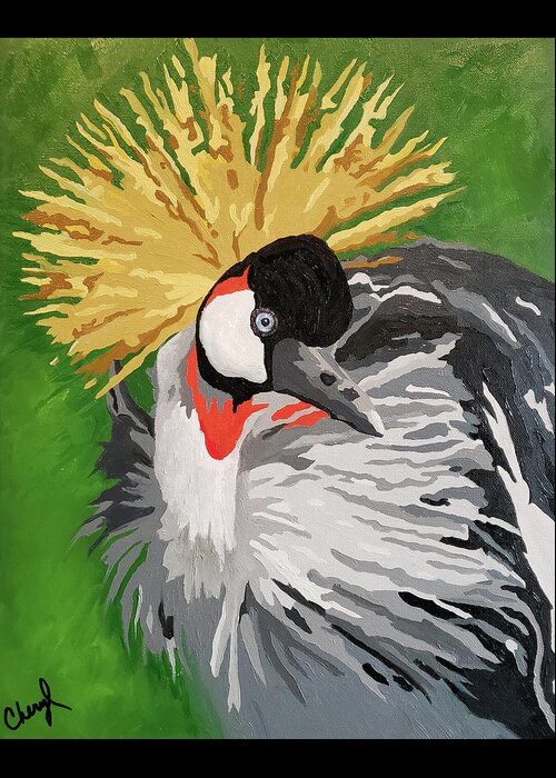 Crane Greeting Card featuring the painting Royalty Wears A Crown by Cheryl Bowman