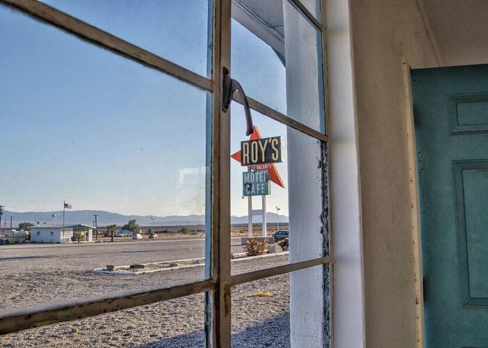 Roy's Motel And Cafe Greeting Card featuring the photograph Roy's Motel and Cafe Route 66 #14 by Marisa Geraghty Photography