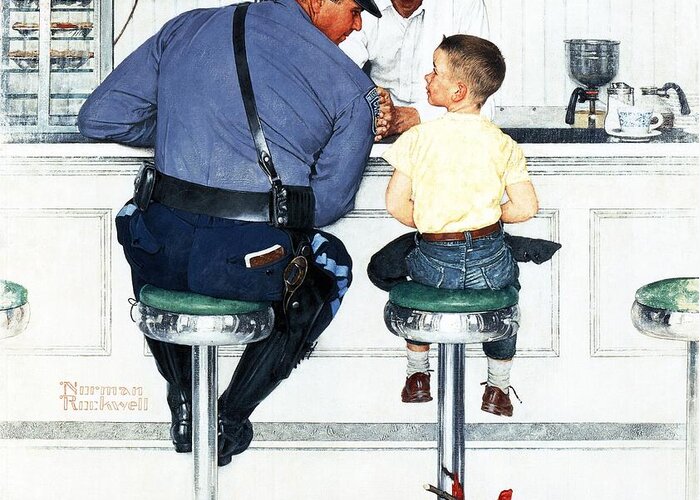 #faatoppicks Greeting Card featuring the painting Runaway by Norman Rockwell