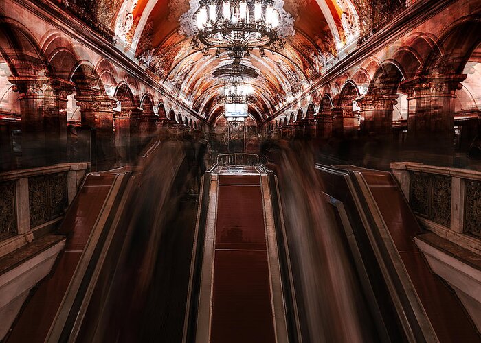 Moscow Greeting Card featuring the photograph Russian Metro Station Series 1/5 by Carmine Chiriaco