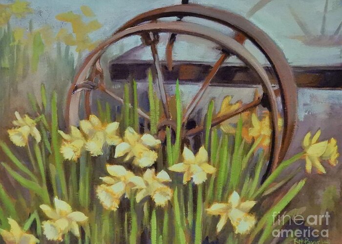 Rust Greeting Card featuring the painting Rust and Yellow by K M Pawelec