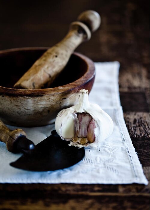 Toughness Greeting Card featuring the photograph Rustic Garlic by Virginie Garnier Photography