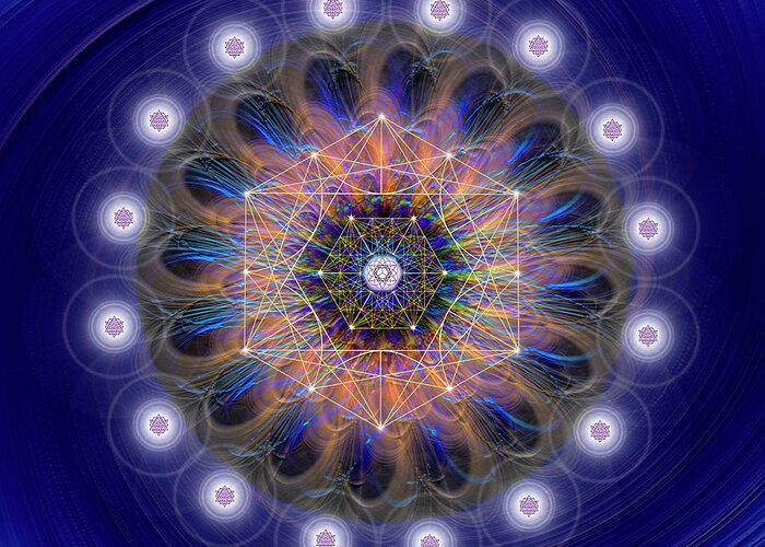 Endre Greeting Card featuring the digital art Sacred Geometry 726 by Endre Balogh