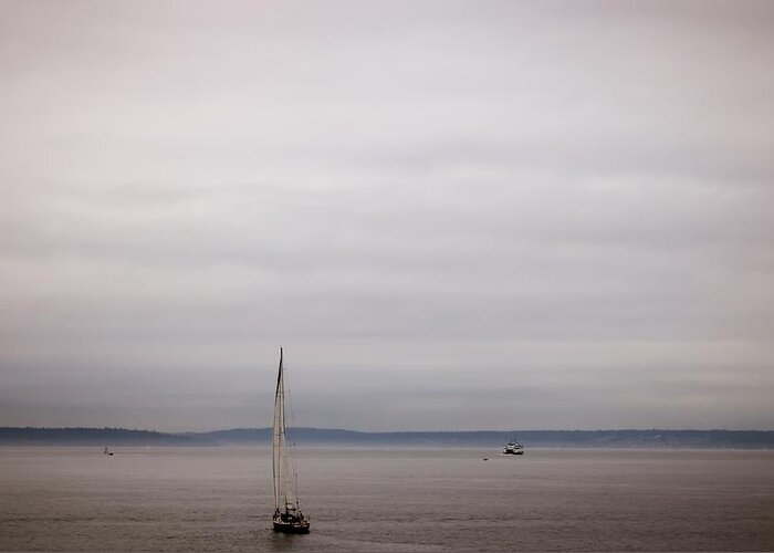 Sea Greeting Card featuring the photograph Sail in Cloudy Day by Anamar Pictures