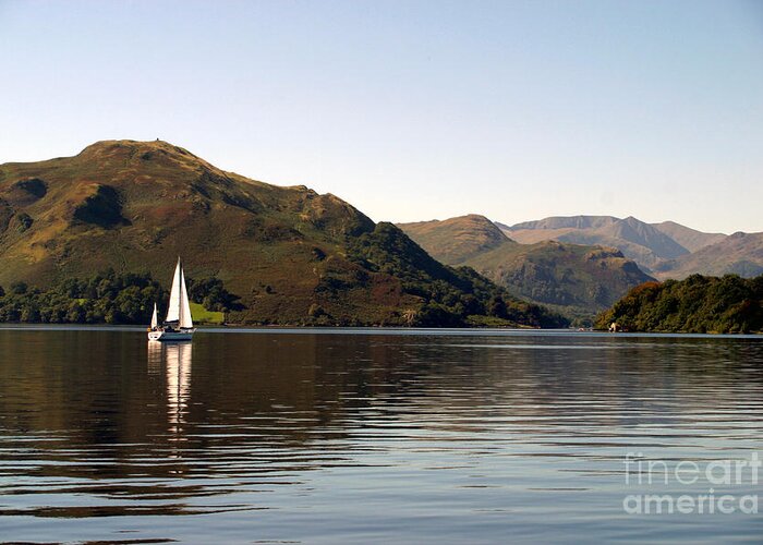 Sailboat Greeting Card featuring the photograph Sailboat On Ullswater In The Lake by Paul Banton