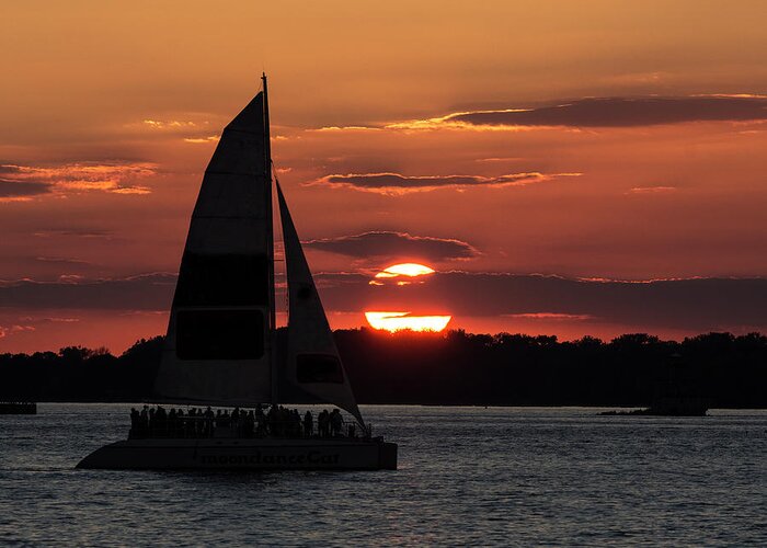 Sunset Greeting Card featuring the photograph Sailboat Sunset by Deborah Ritch