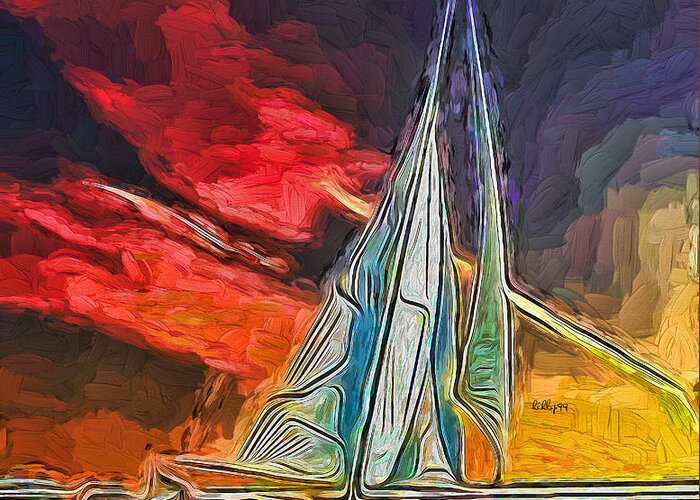 Paint Greeting Card featuring the painting Sailboath on sunset 2 by Nenad Vasic