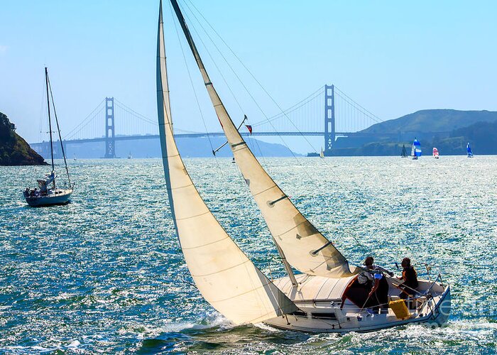 Francisco Greeting Card featuring the photograph Sailboats In The San Francisco Bay by Kevin Bermingham