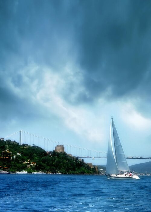 Istanbul Greeting Card featuring the photograph Sailing Boat In Istanbul by Imagedepotpro