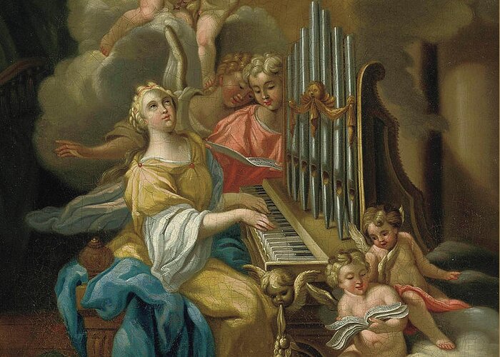 Saint Cecilia Greeting Card featuring the painting Saint Cecilia by Michele Rocca by Michele Rocca