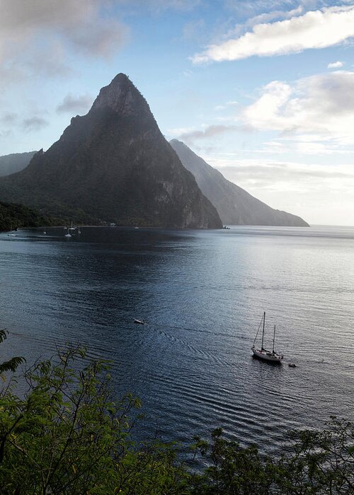 Estock Greeting Card featuring the digital art Saint Lucia, Caribbean, The Pitons by Tim Mannakee