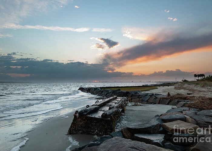 Sunset Greeting Card featuring the photograph Salty Shores - Sullivan's Island by Dale Powell